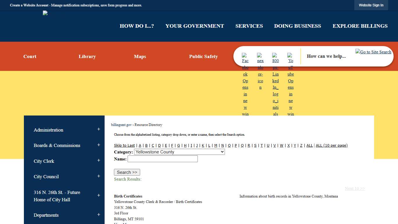 Resource Directory • Billings • CivicEngage