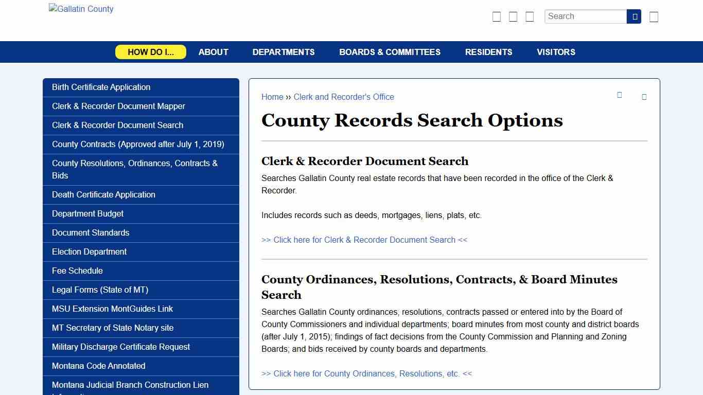 County Records Search Options | Gallatin County, MT