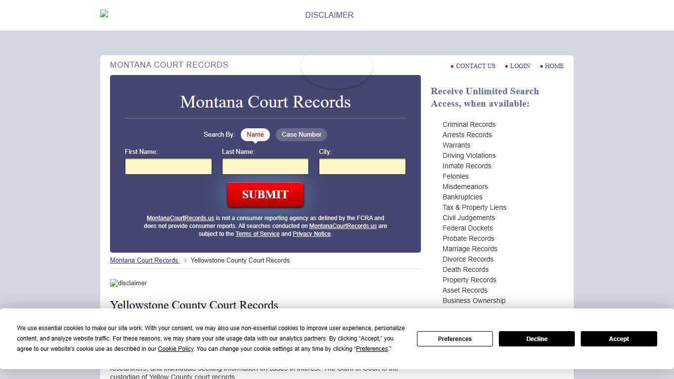 Yellowstone County Court Records | MontanaCourtRecords.us